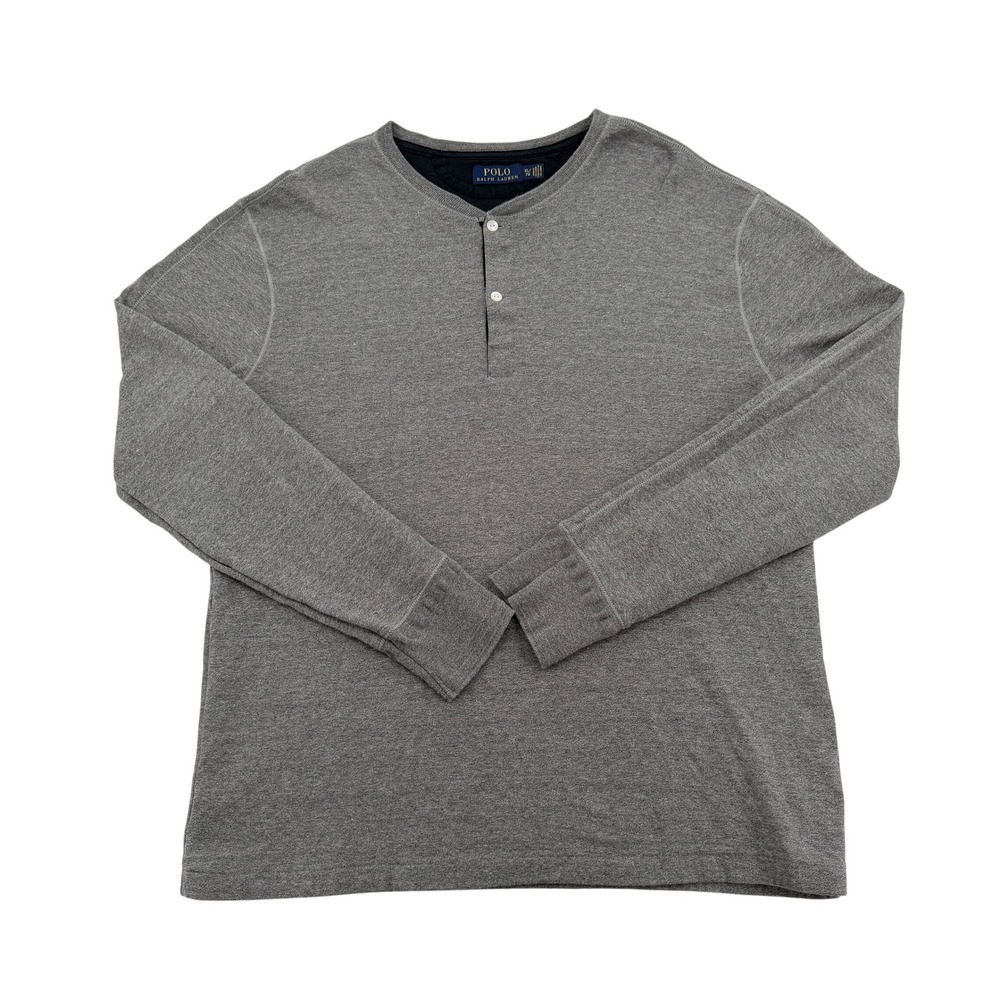 Polo Ralph Lauren Men XL Grey Long Sleeve Henley Cotton Shirt Golf Preppy Casual